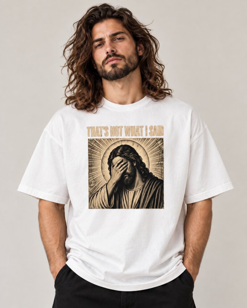 Thats Not What I Said White Oversized T-Shirt - Haubett India product image