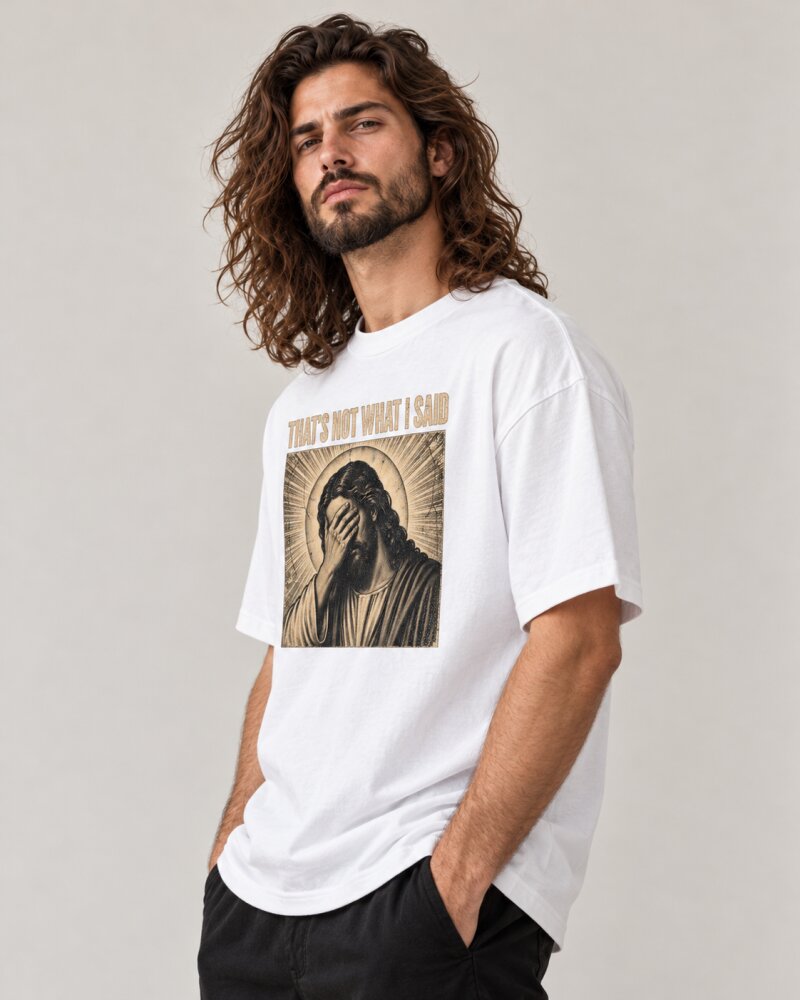 Thats Not What I Said White Oversized T-Shirt - Haubett India product image