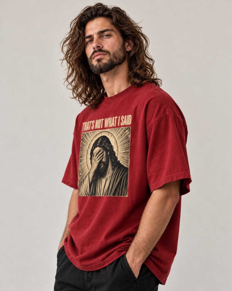 Thats Not What I Said Red Oversized T-Shirt - Haubett India product image