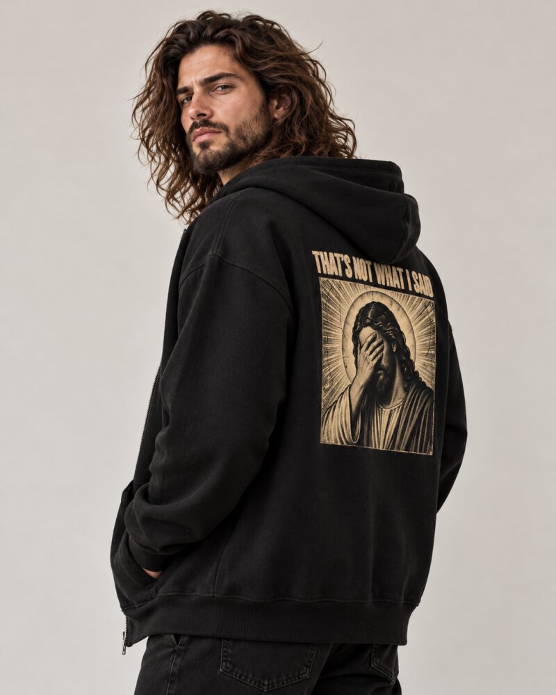 Thats Not What I Said Black Zipper Hoodie - Haubett India product image