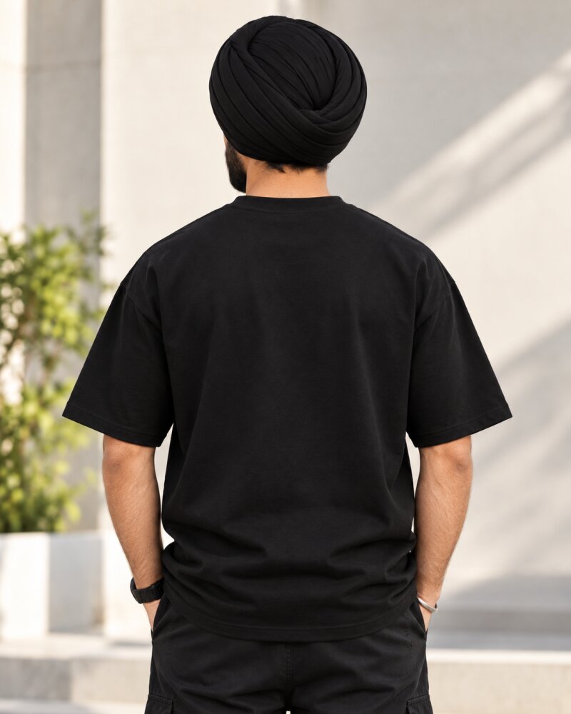 Aura Punjabi Black Oversized T-Shirt - Haubett India product image