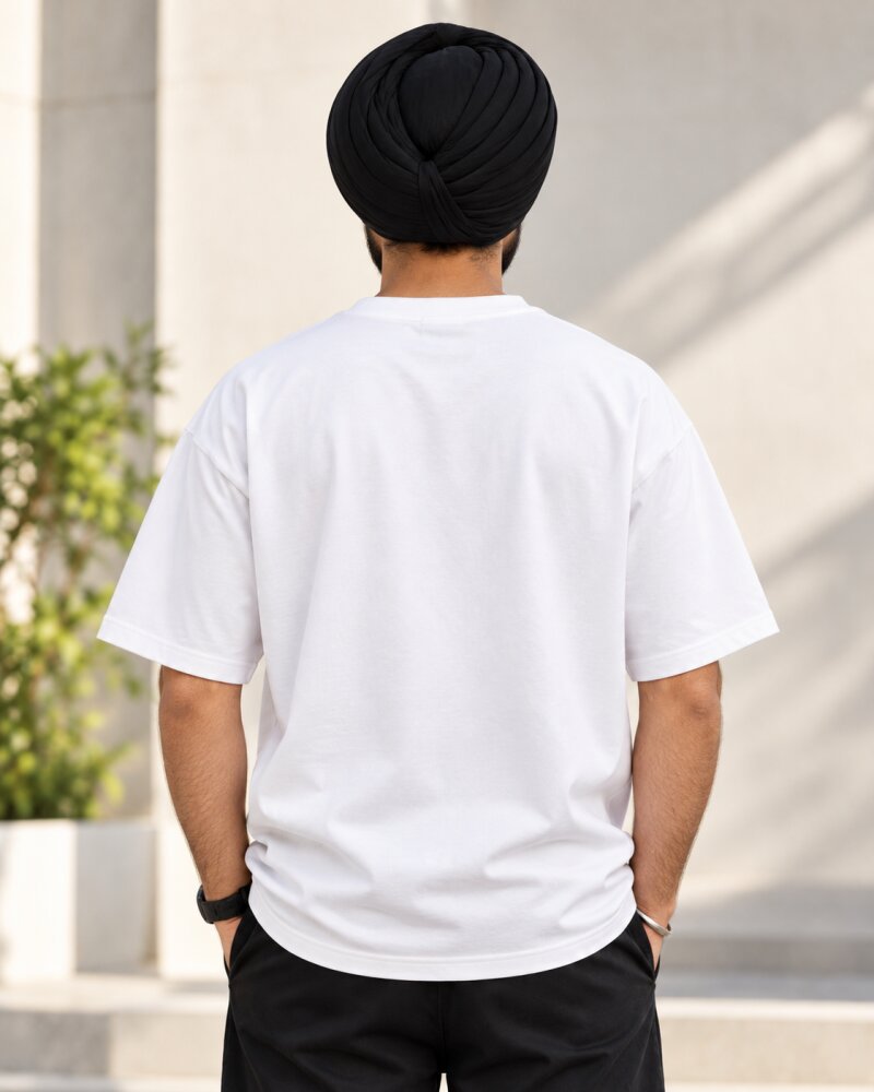 Aura Punjabi White Oversized T-Shirt - Haubett India product image