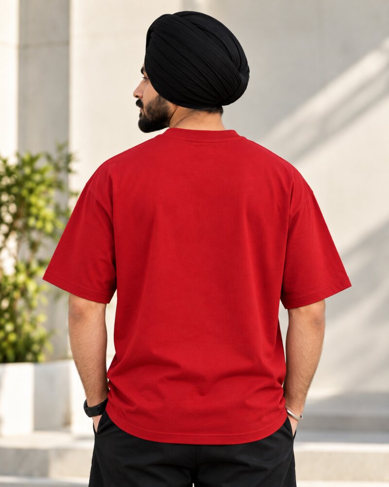Aura Punjabi Red Oversized T-Shirt - Haubett India product image