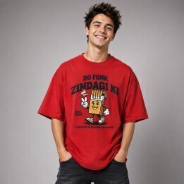 Do Funk Zindagi Ki Oversized Graphic T-Shirt – front view