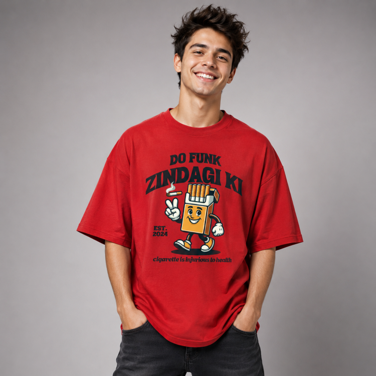 Do Funk Zindagi Ki Oversized Graphic T-Shirt – front view