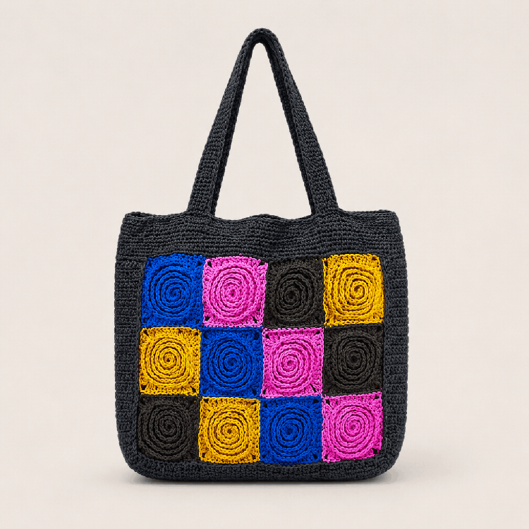 Handmade Crochet Tote Bag – front view