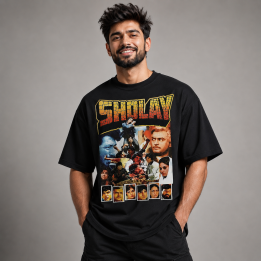 Sholay Oversized Graphic T-Shirt for Men – front view