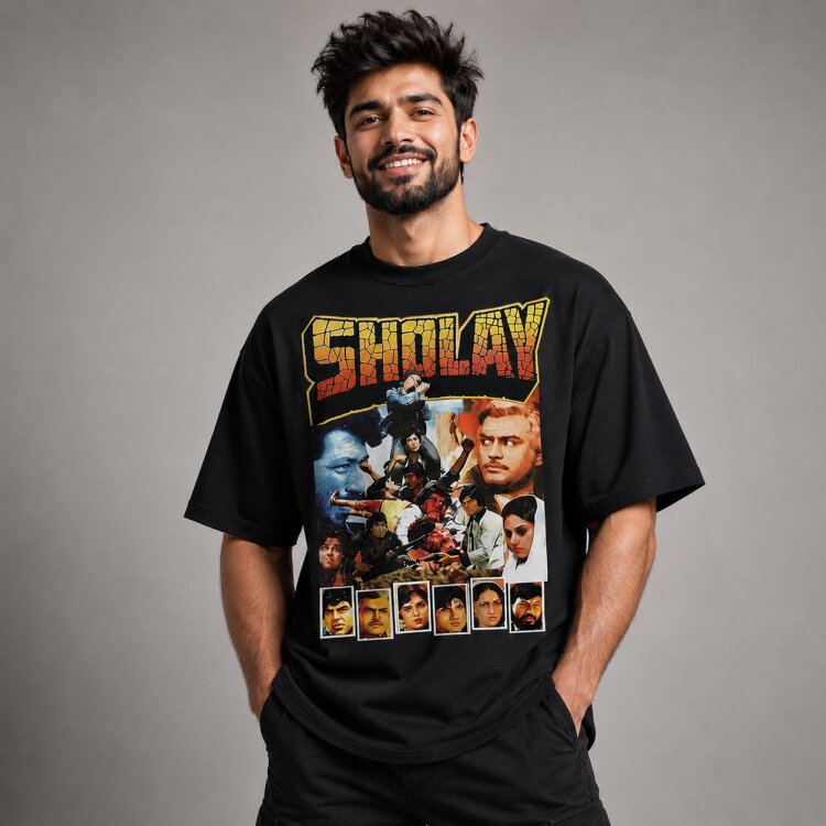 Sholay Oversized Graphic T-Shirt for Men – front view