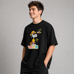 Snoopy Vacation Oversized Graphic T-Shirt for Men – front view