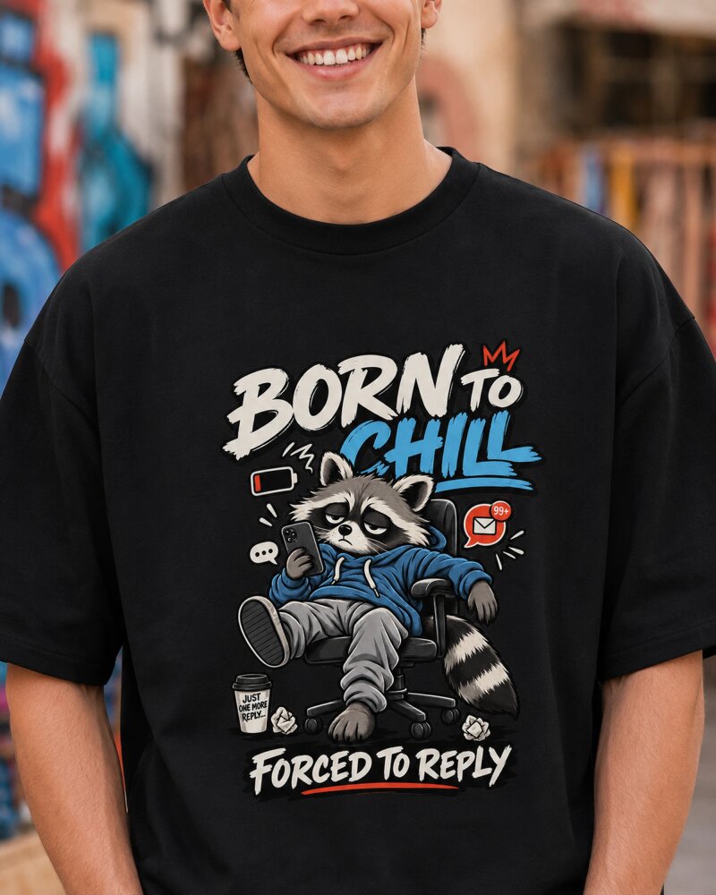 Born to Chill Oversized Graphic T-Shirt – Unisex – alternate view 2