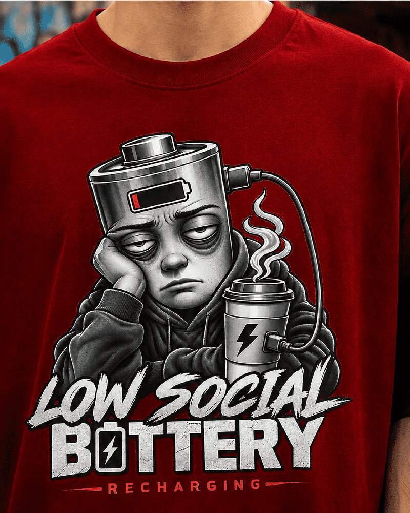 Low Social Battery Oversized Graphic T-Shirt – Unisex – alternate view 12