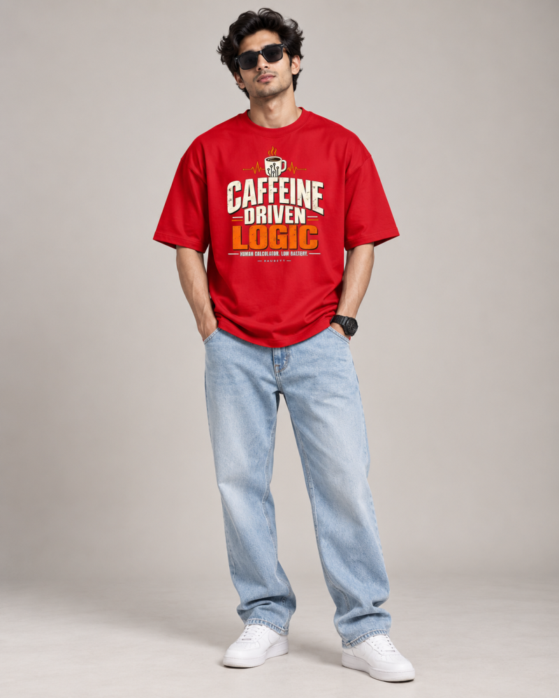 Caffeine Driven Logic Oversized Graphic T-Shirt – Unisex