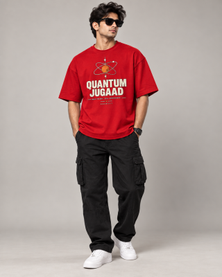 Quantum Jugaad Red oversized T-shirt - Haubett India product image