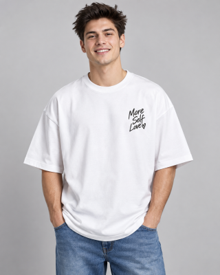 More Self Love White oversized T-shirt - Haubett India product image