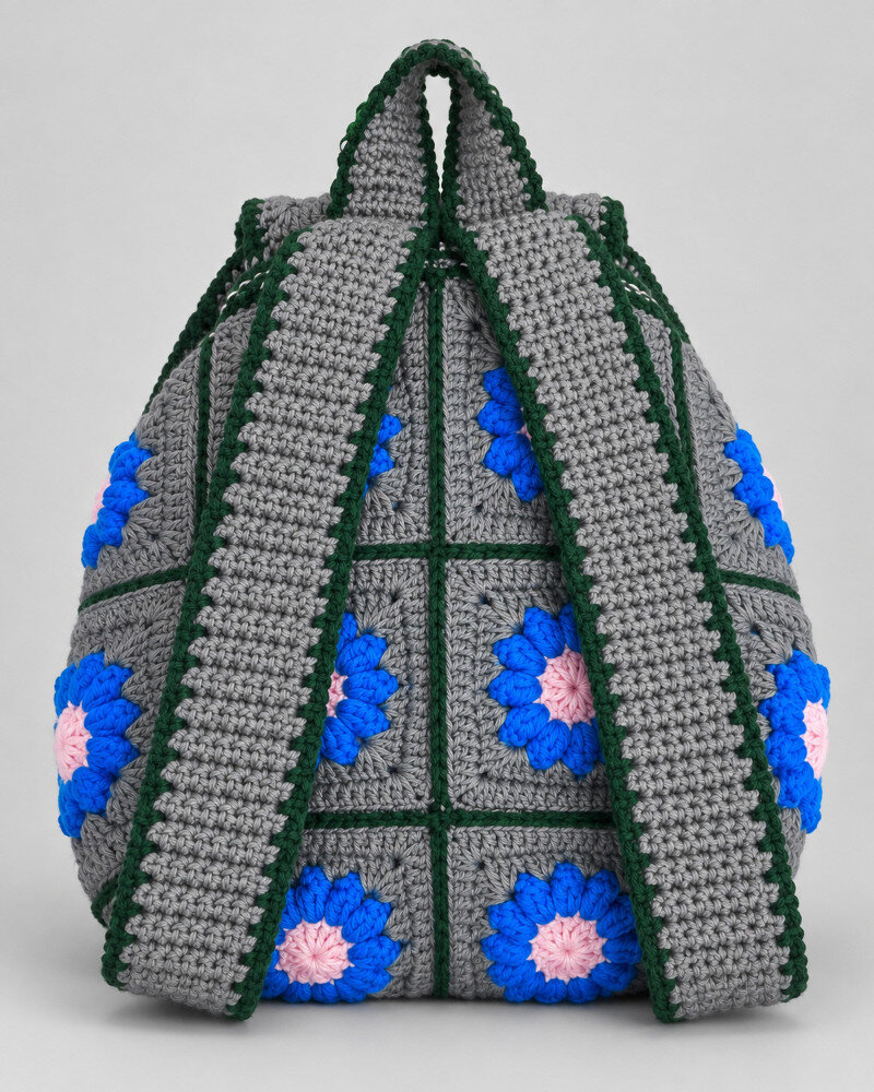 Floral Granny Square Crochet Backpack