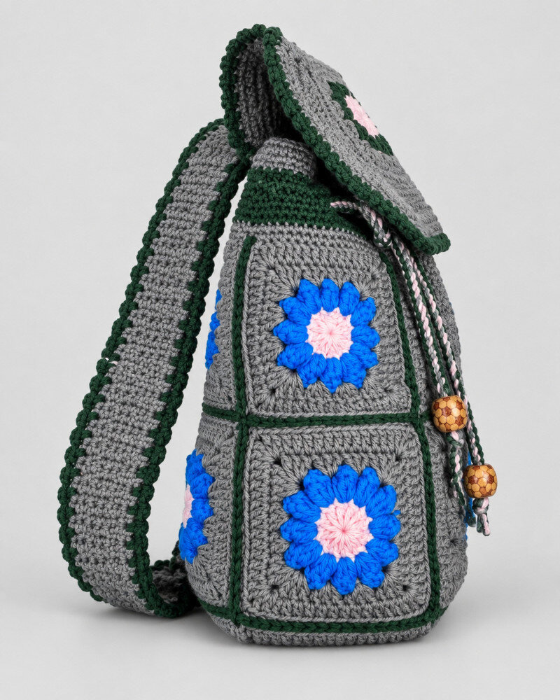Floral Granny Square Crochet Backpack