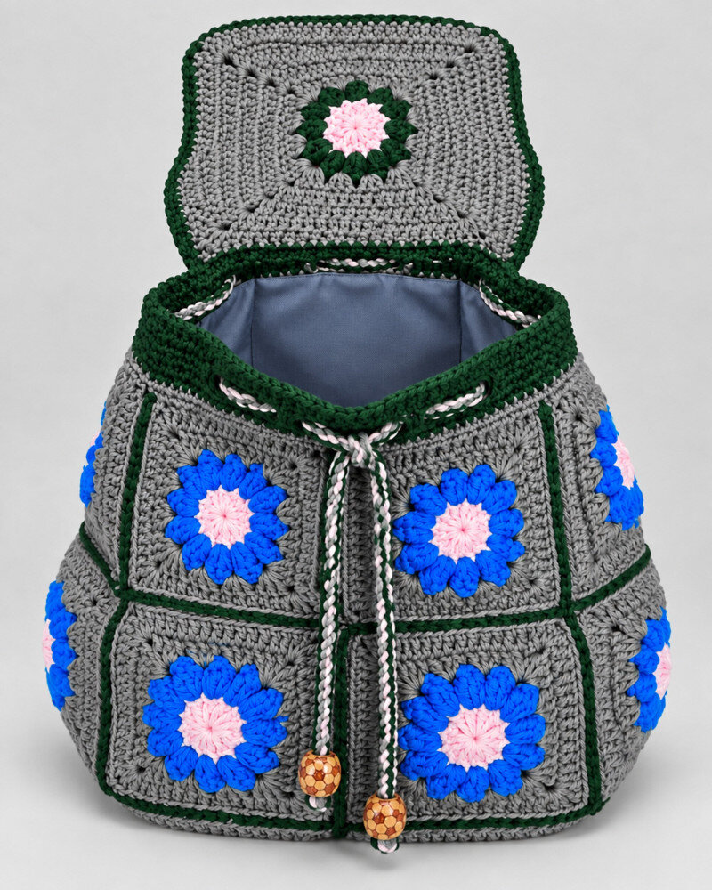 Floral Granny Square Crochet Backpack