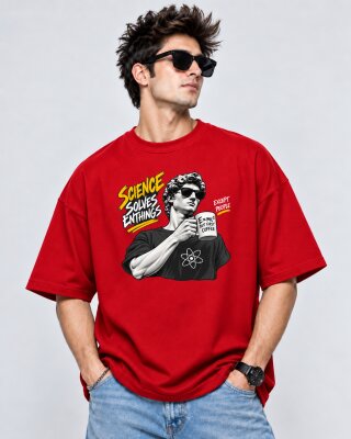 Science Solve Everything Red oversized T-shirt - Haubett India product image
