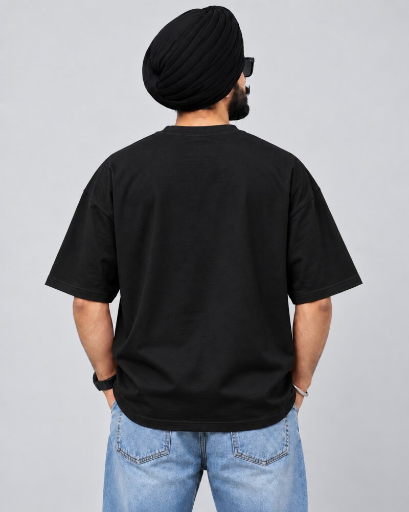 Punjabi "Soch Vaddi AA" Black oversized T-shirt - Haubett India product image