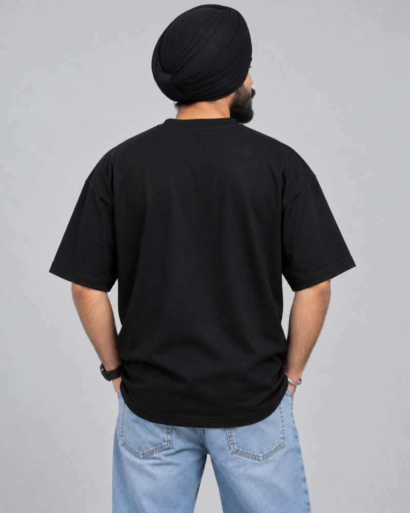 Punjabi "Sabar Rakh" Black oversized T-shirt - Haubett India product image