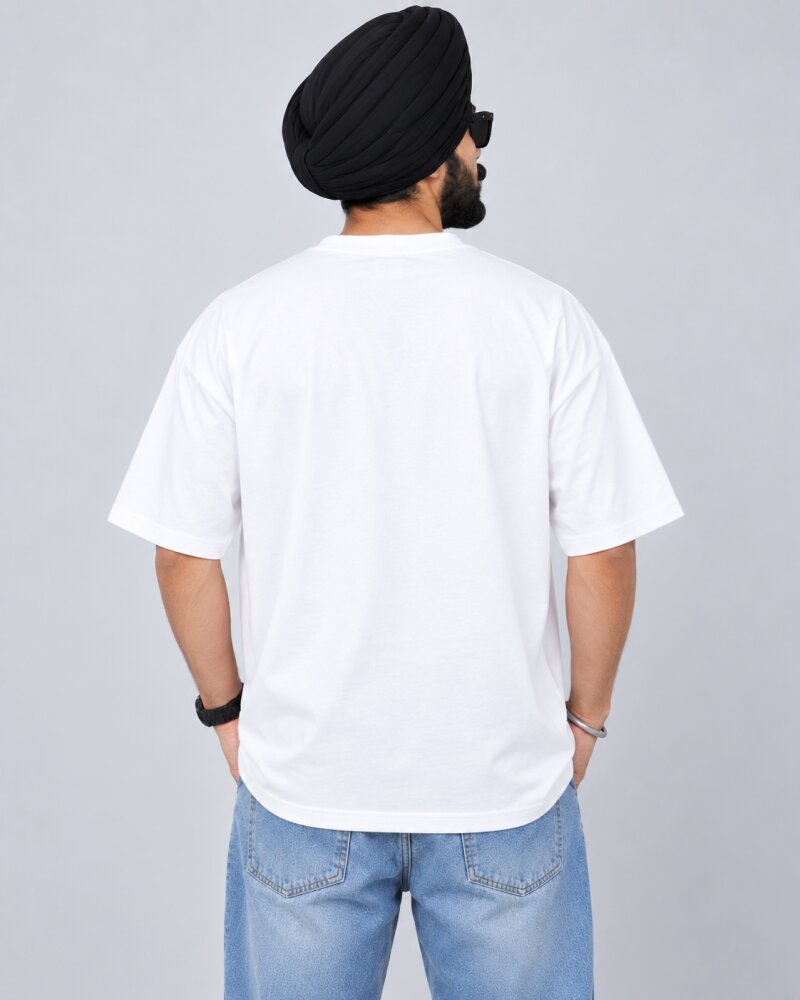 Punjabi "Sabar Rakh" White oversized T-shirt - Haubett India product image