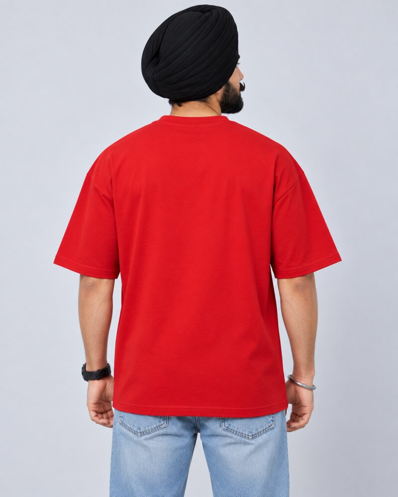 Punjabi "Sabar Rakh" Red oversized T-shirt - Haubett India product image