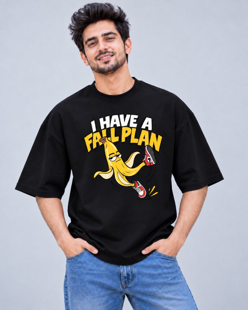 Full Plan Banana Black oversized T-shirt - Haubett India product image