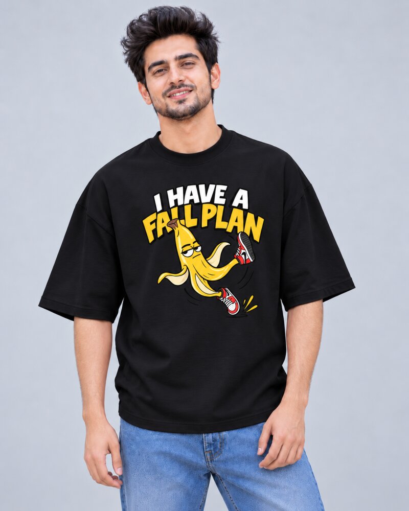 Full Plan Banana Black oversized T-shirt - Haubett India product image