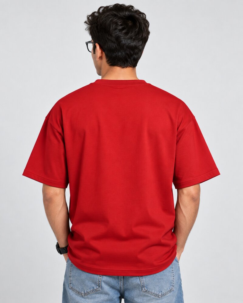 Buffering Confidence Red oversized T-shirt - Haubett India product image