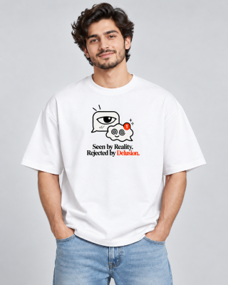 Seen By Reality White oversized T-shirt - Haubett India product image