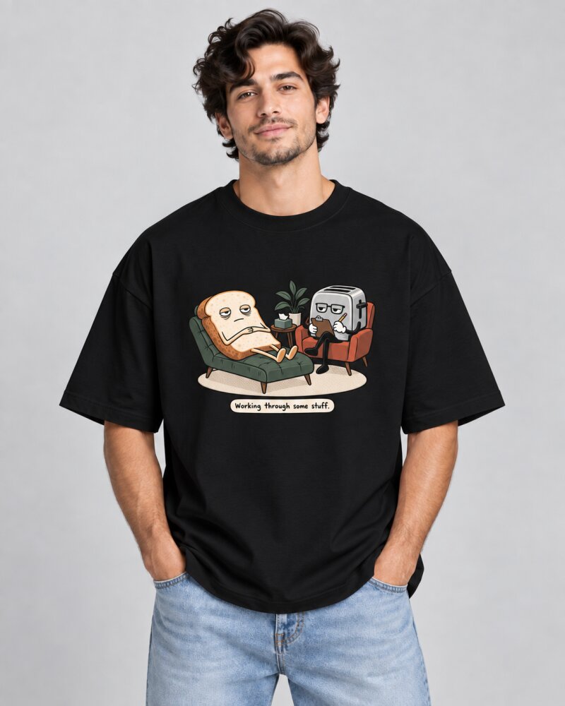 Same Work Everyday Black oversized T-shirt - Haubett India product image
