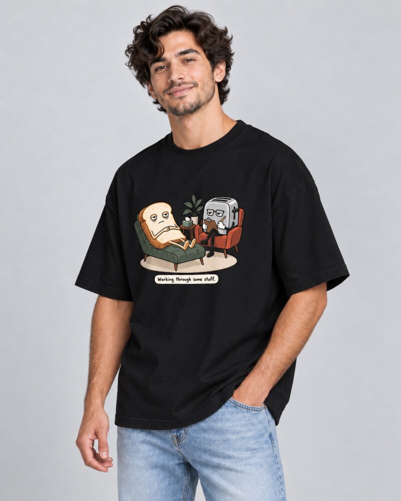 Same Work Everyday Black oversized T-shirt - Haubett India product image