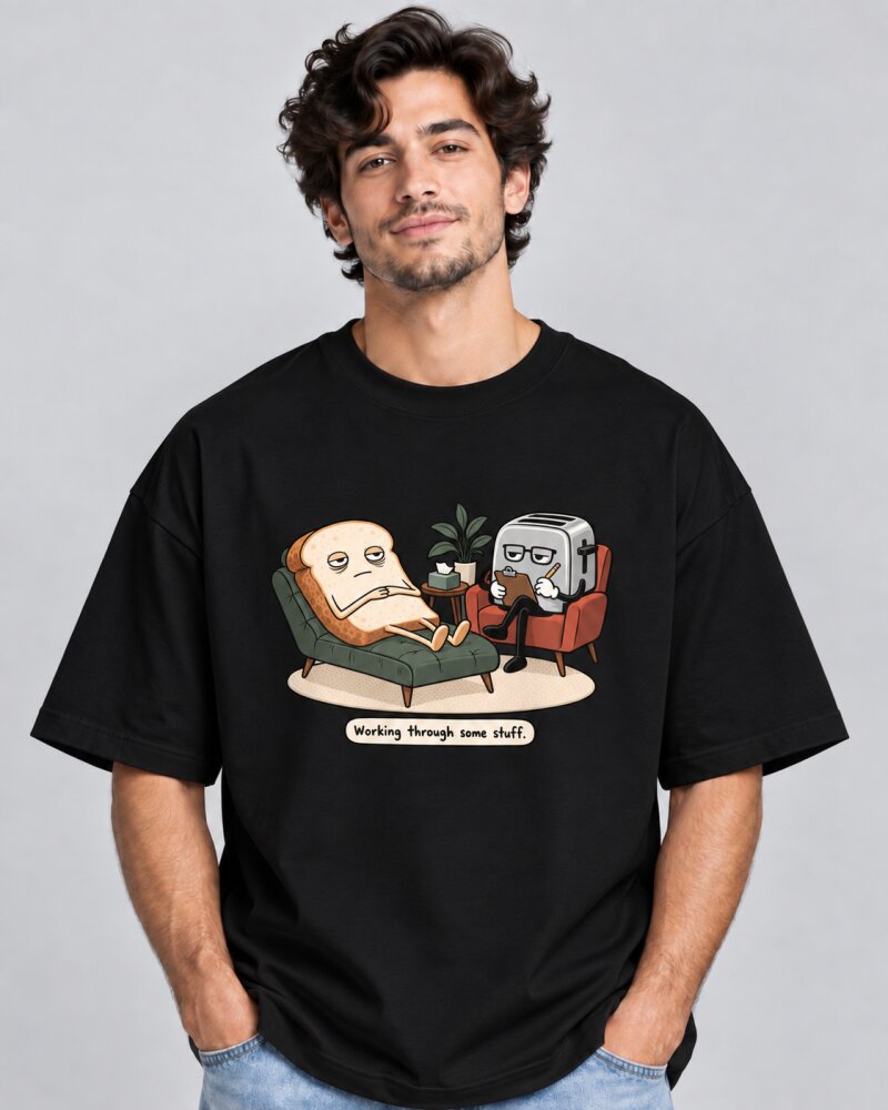 Same Work Everyday Black oversized T-shirt - Haubett India product image