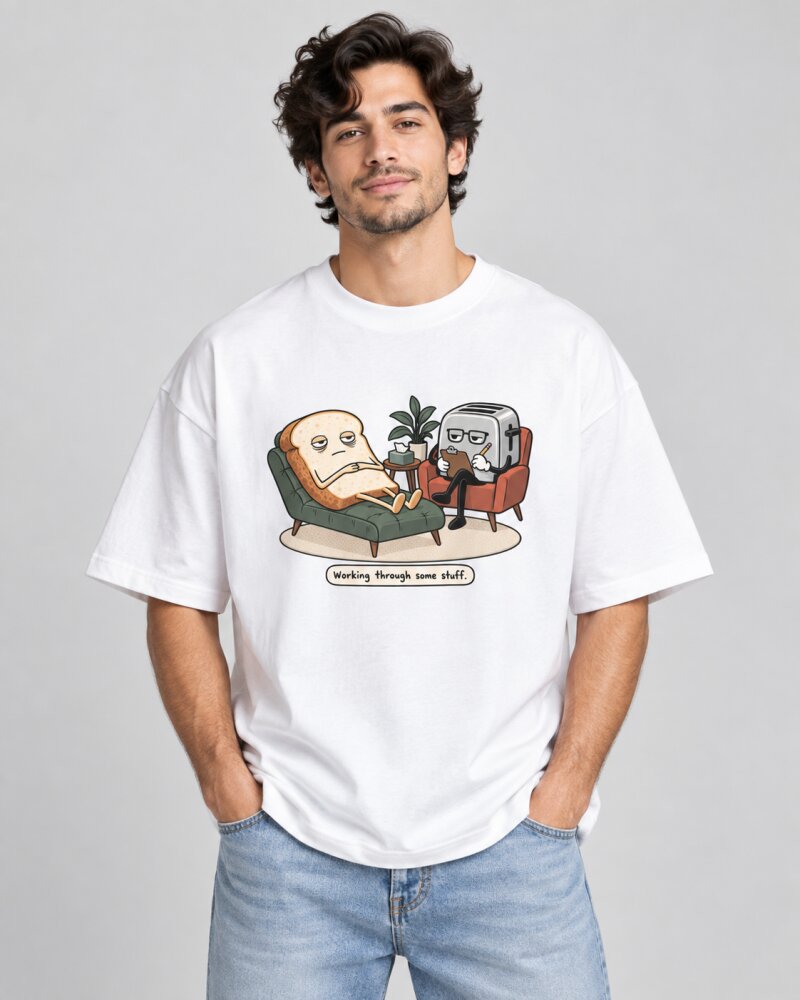 Same Work Everyday White oversized T-shirt - Haubett India product image