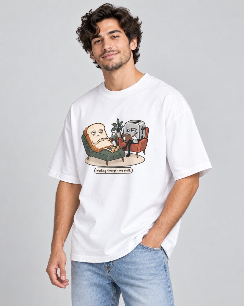 Same Work Everyday White oversized T-shirt - Haubett India product image