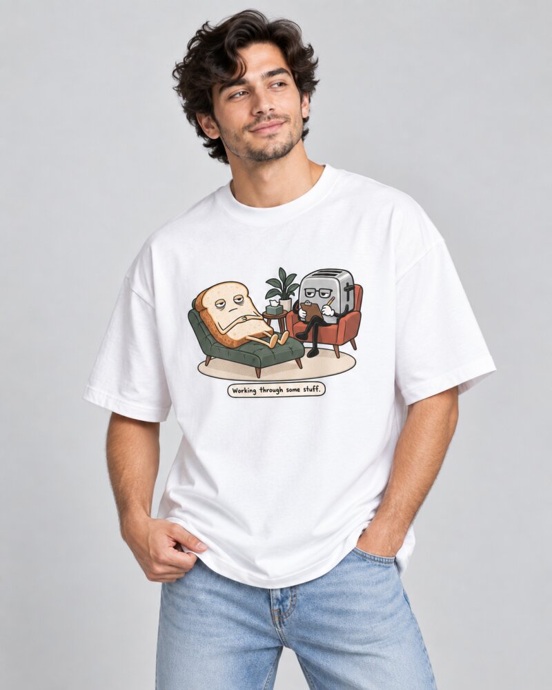 Same Work Everyday White oversized T-shirt - Haubett India product image