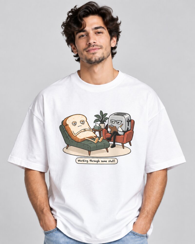 Same Work Everyday White oversized T-shirt - Haubett India product image