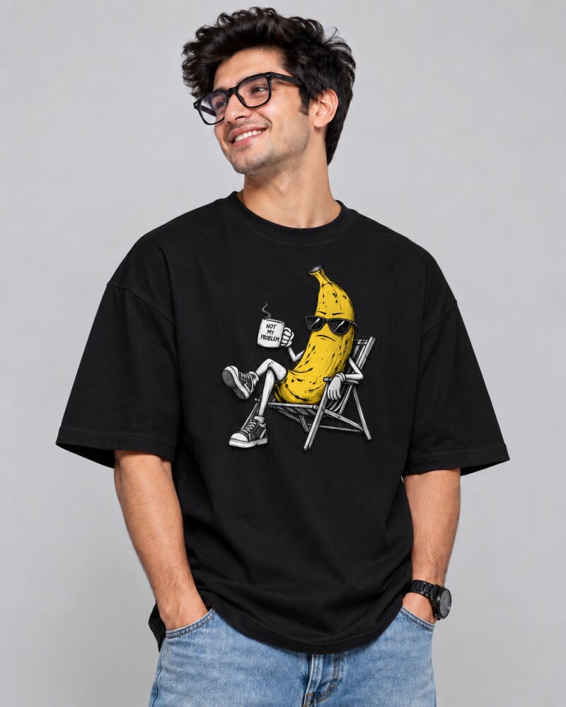 Not My Problem Banana Black oversized T-shirt - Haubett India product image