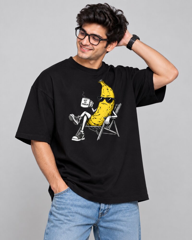 Not My Problem Banana Black oversized T-shirt - Haubett India product image