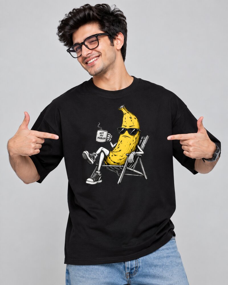 Not My Problem Banana Black oversized T-shirt - Haubett India product image