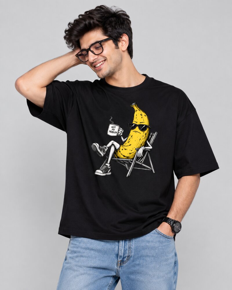 Not My Problem Banana Black oversized T-shirt - Haubett India product image