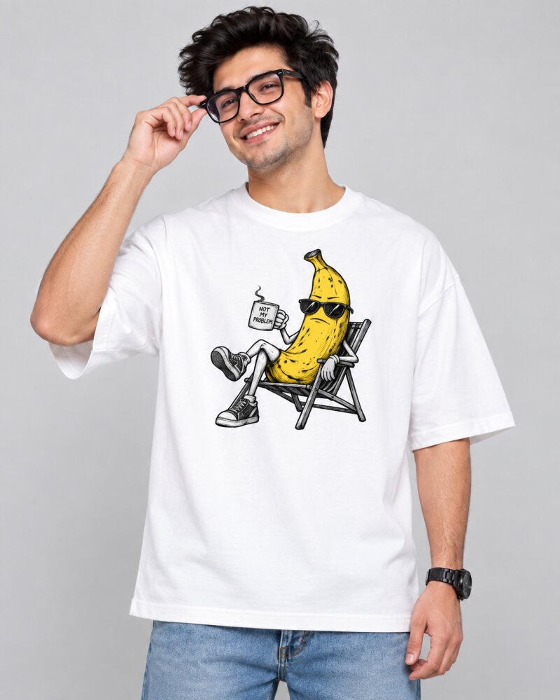 Not My Problem Banana White oversized T-shirt - Haubett India product image