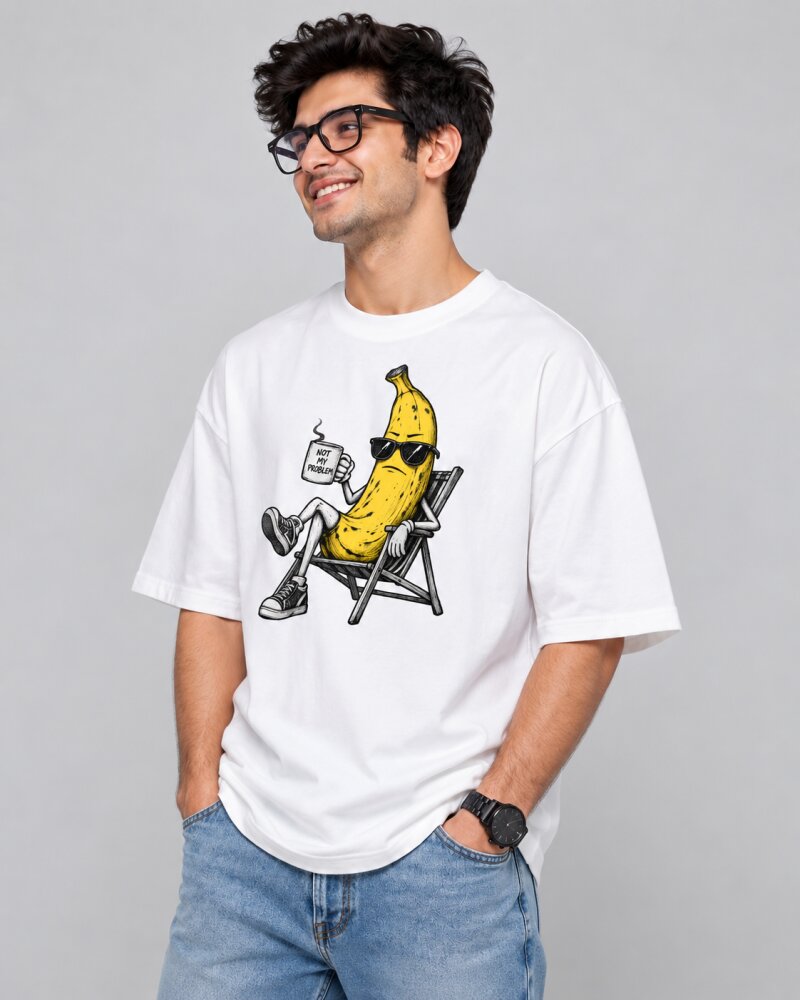 Not My Problem Banana White oversized T-shirt - Haubett India product image