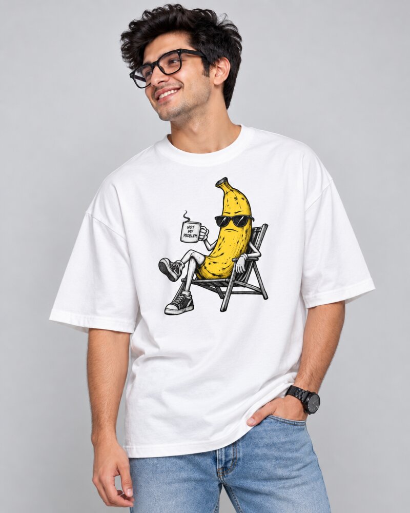 Not My Problem Banana White oversized T-shirt - Haubett India product image