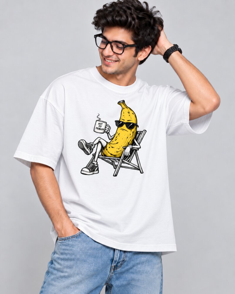 Not My Problem Banana White oversized T-shirt - Haubett India product image