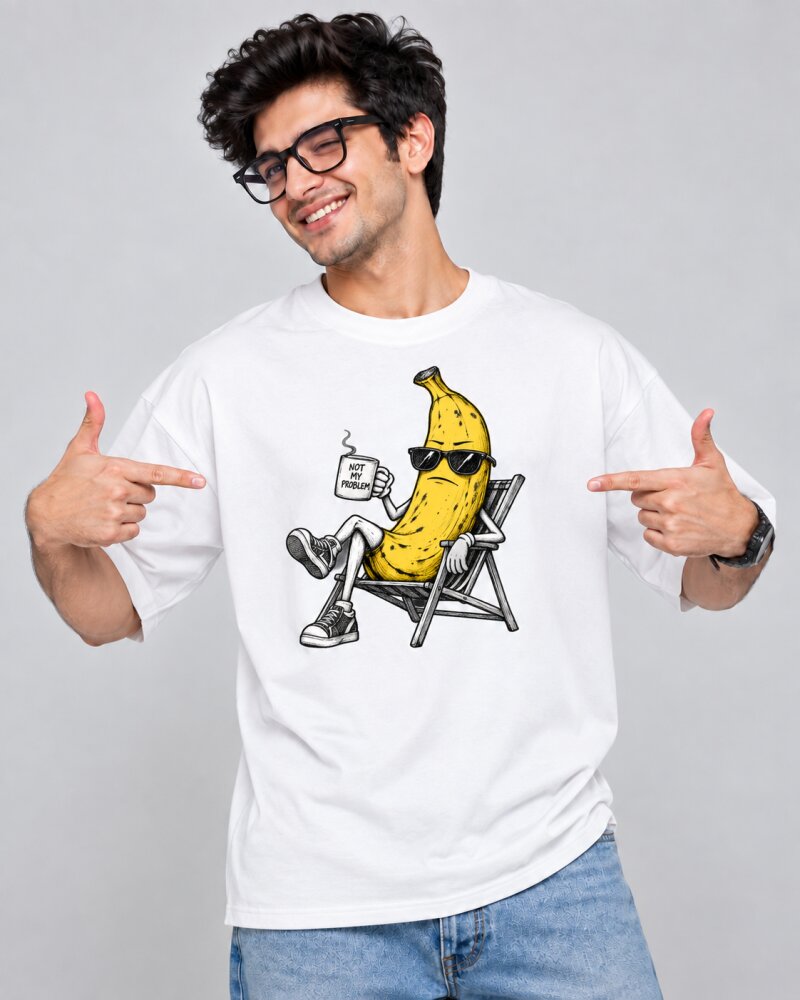 Not My Problem Banana White oversized T-shirt - Haubett India product image