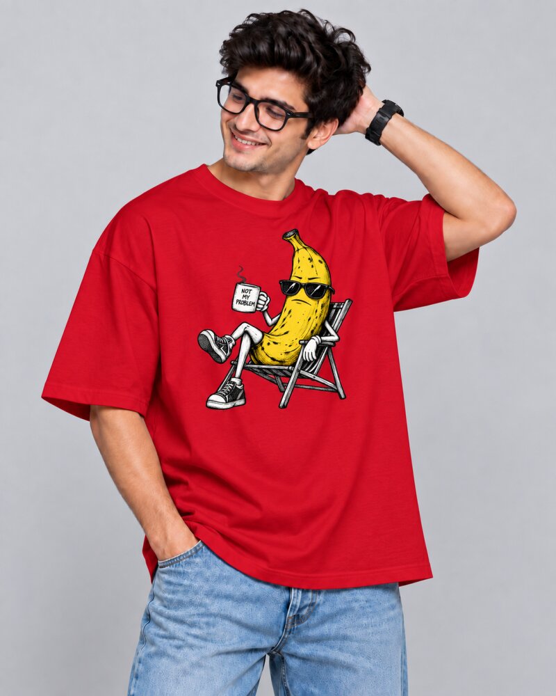 Not My Problem Banana Red oversized T-shirt - Haubett India product image