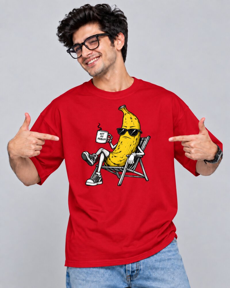 Not My Problem Banana Red oversized T-shirt - Haubett India product image