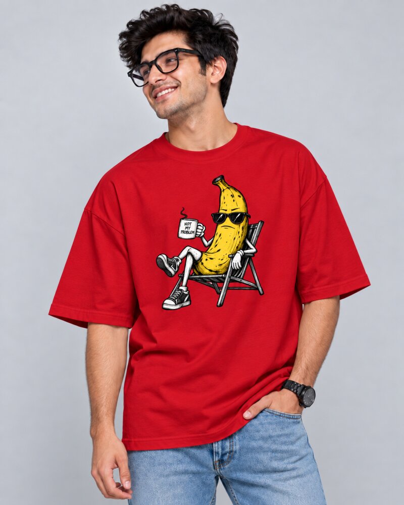 Not My Problem Banana Red oversized T-shirt - Haubett India product image