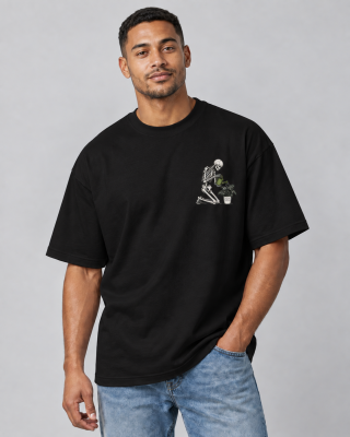 Silent Progress Black oversized T-shirt - Haubett India product image